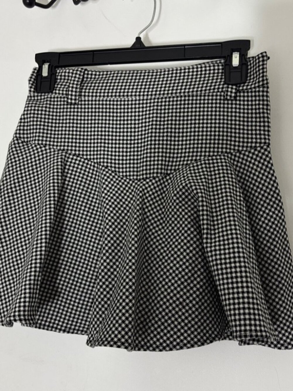 Black and White Gingham Skater Mini Skirt